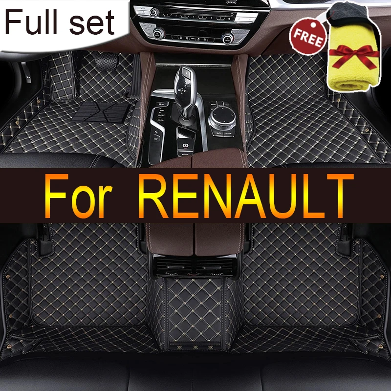 Leather Car Floor Mats For RENAULT Duster Kadjar Clio Espace Zoe trafic 3 Espace 3 Grand Scenic VEL SATIS  Car accessories