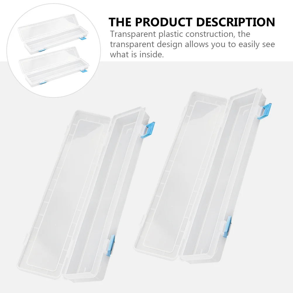 

2Pcs Plastic Pencil Boxes Transparent Durable Organizer Case for Pens Crayons Painting Brush Office Supplies Plastic Pencil Box