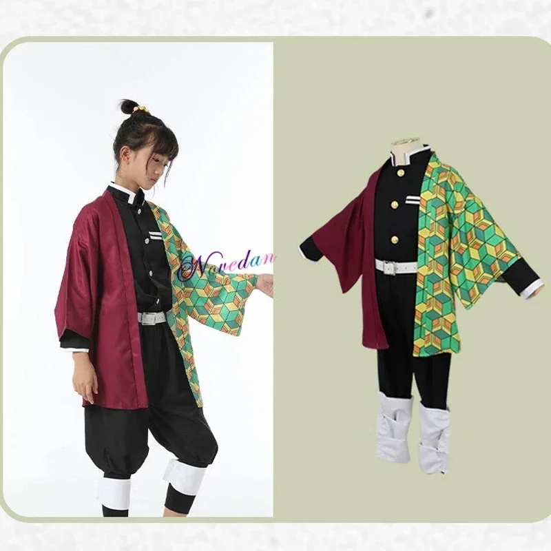 Anime Demon Slayer Kimetsu no Yaiba Cosplay Costume pour femme, Tanjirou Kamado Nezuko Zenitsu ShISA Bu, perruque Kimono, adultes et enfants