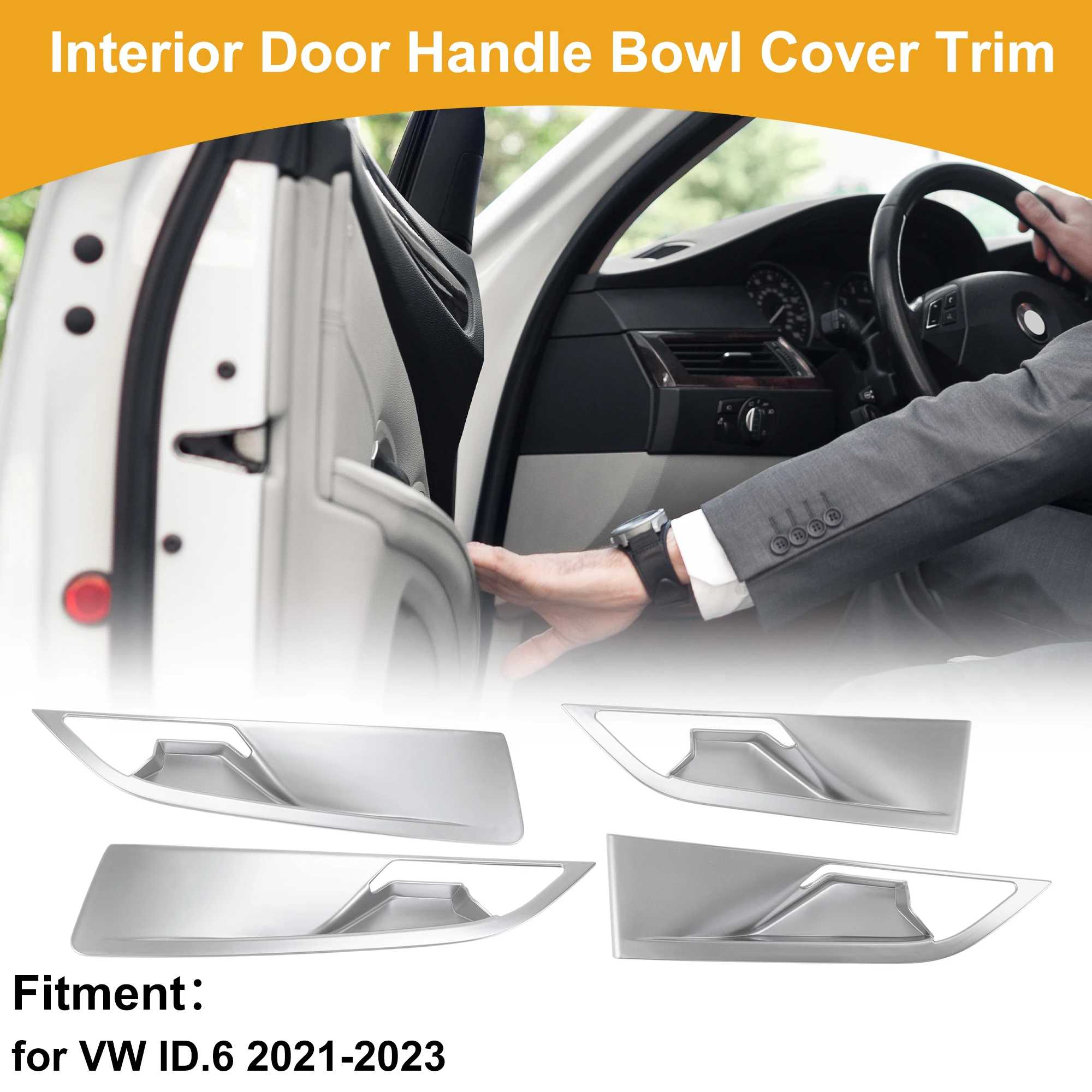 

UXCELL Interior Door Handle Bowl Cover Trim for VW ID.6 2021-2023 Silver Tone