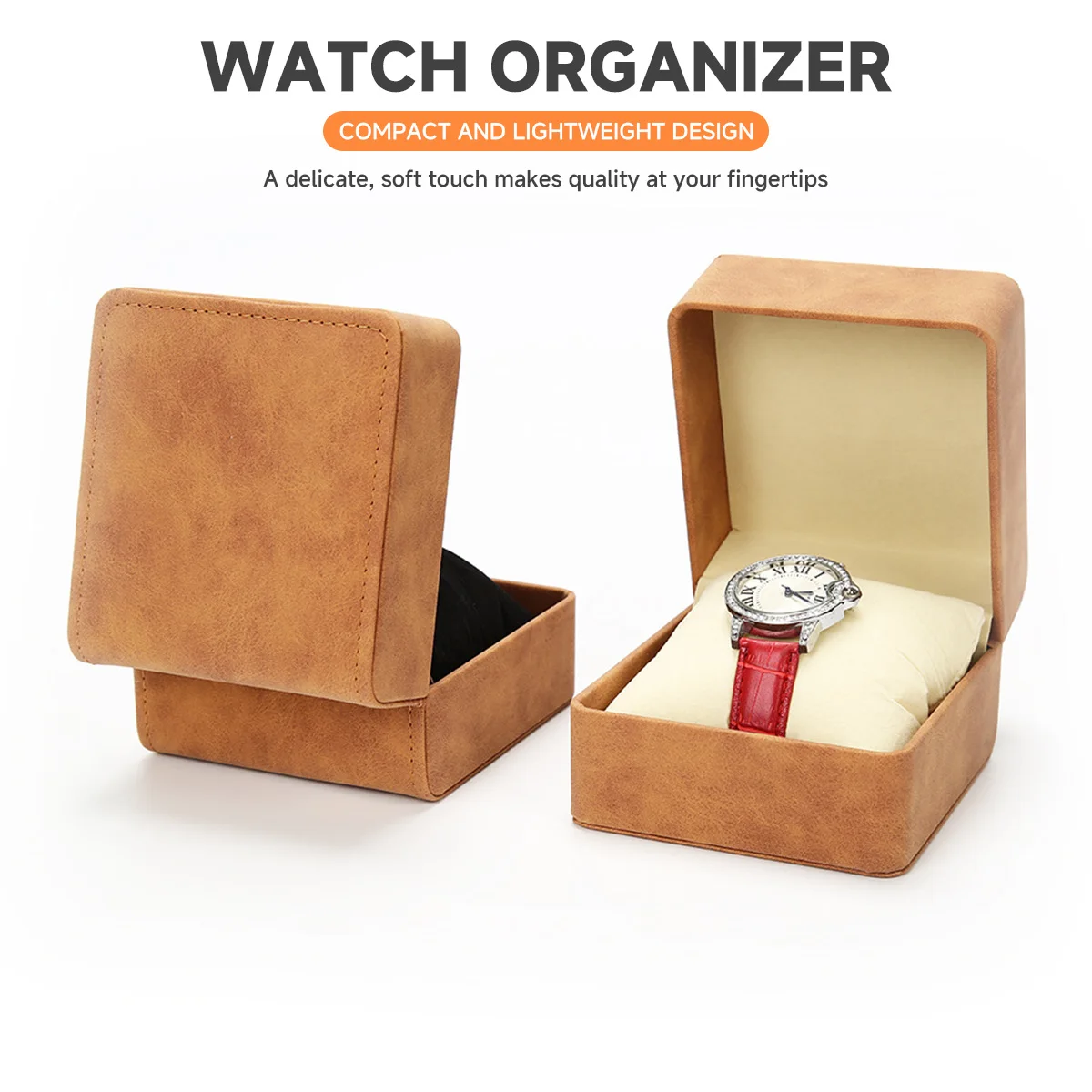 بو الجلود ووتش ماتي الوجه الساعات صناديق التخزين رجل امرأة مجوهرات المنظم التعبئة والتغليف المحمولة هدية ووتش مربع