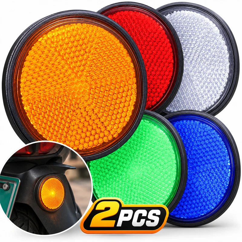 Motorcycle Circular Reflector Electric Vehicle Bicycle Waterproof Dustproof Night Warning Reflector 6mm Hexagonal Screw Fixation