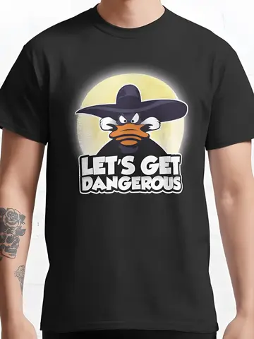 Disney darkwing pato camiseta masculina e feminina manga curta t impressão dos desenhos animados preto neutro é para esportes e lazer