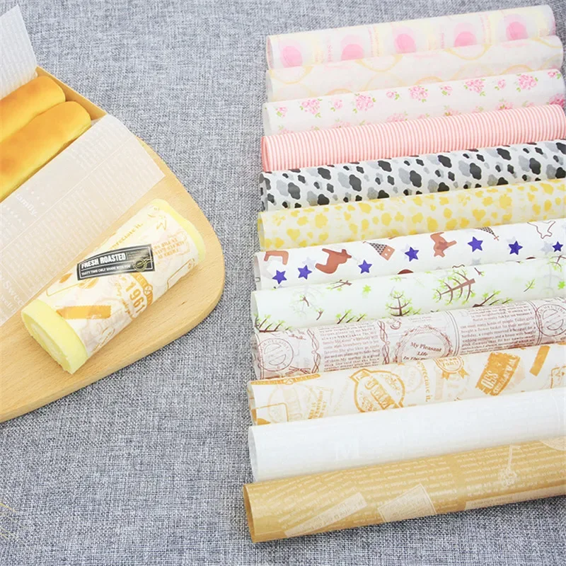 25Pcs/Lot Wax Paper Grease-Proof Food Wrappers Wrapping Paper for Bread Sandwich Burger Fries - Oilpaper / Baking Tools