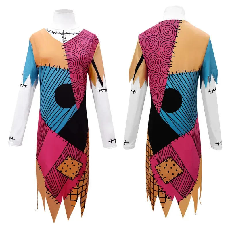 Disfraz de pesadilla Sally para mujer, disfraz de Halloween antes de Navidad, disfraz de animación para adulto, Tops de Halloween, vestidos