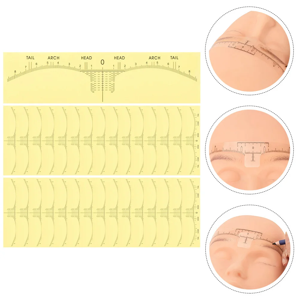 100 stuks wenkbrauw shaper sticker duurzaam positionering liniaal tool voor professionele make-up meten tekening wenkbrauw stencils