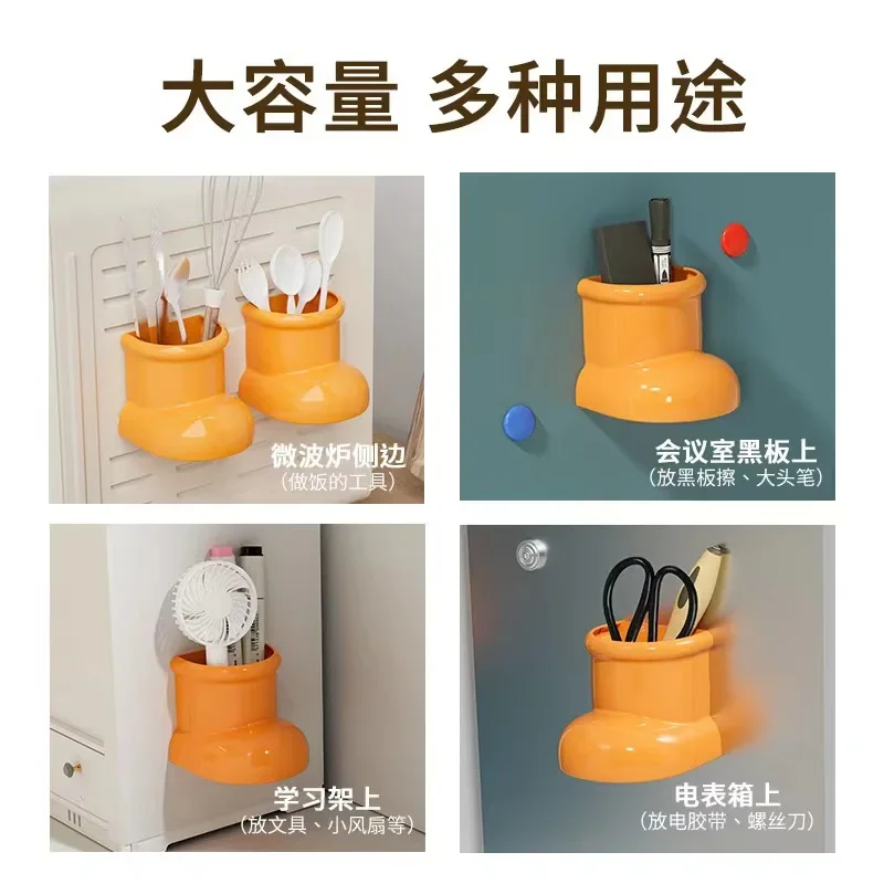 Disney Mickey Box Creative Boots Magnetic Cute Storage Shelf Refrigerator Perforation-free Kitchen Wall Hanging Storage Box