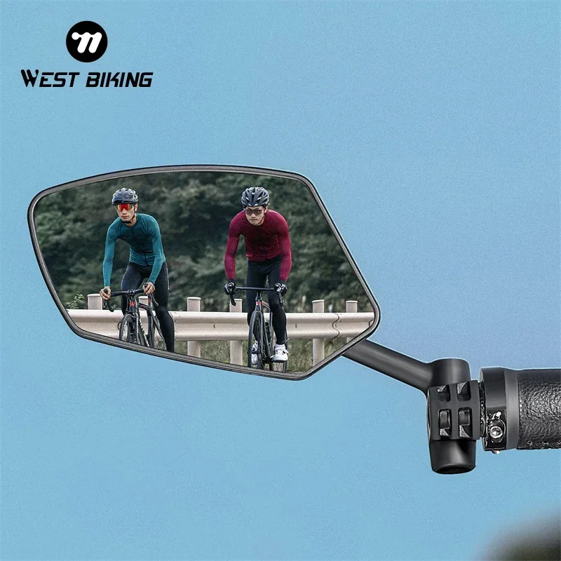 WEST BIKING Bicycle Mirror Anti Glare Handlebar End 360 Rearview Mirror Wide Angle High-Definition Bike Safety Side Mirror