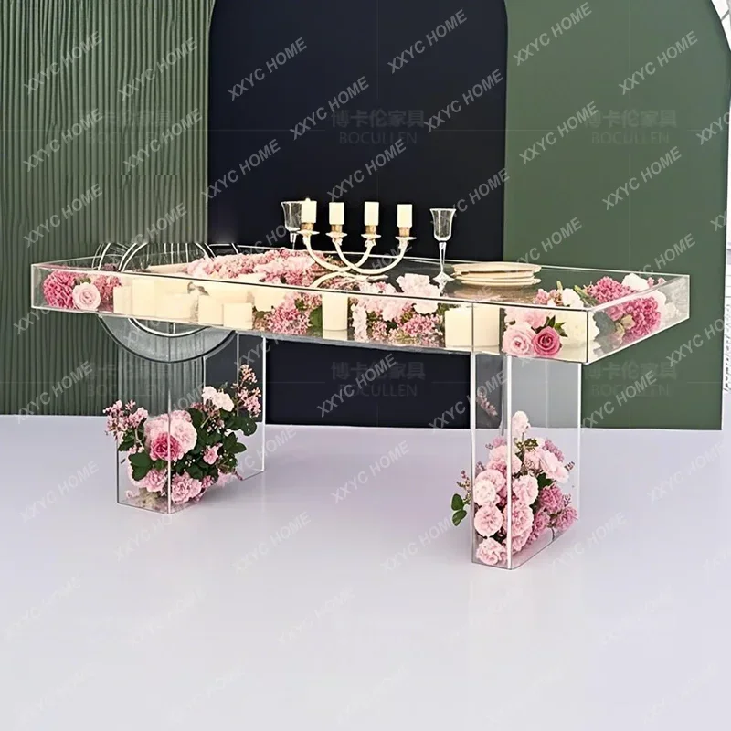 A  Simulation Flower Transparent Acrylic Home Dining Table Modern Simple Office High-end Sense Fashionable Nakajima Taiwan