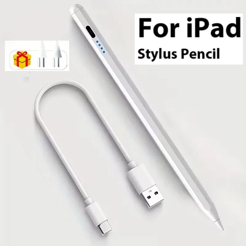 

Перезаряжаемый стилус с тонким наконечником и магнитным креплением для iPad 2018-2025 с длительным временем работы от аккумулятора и функцией предотвращения случайных касаний ладонью