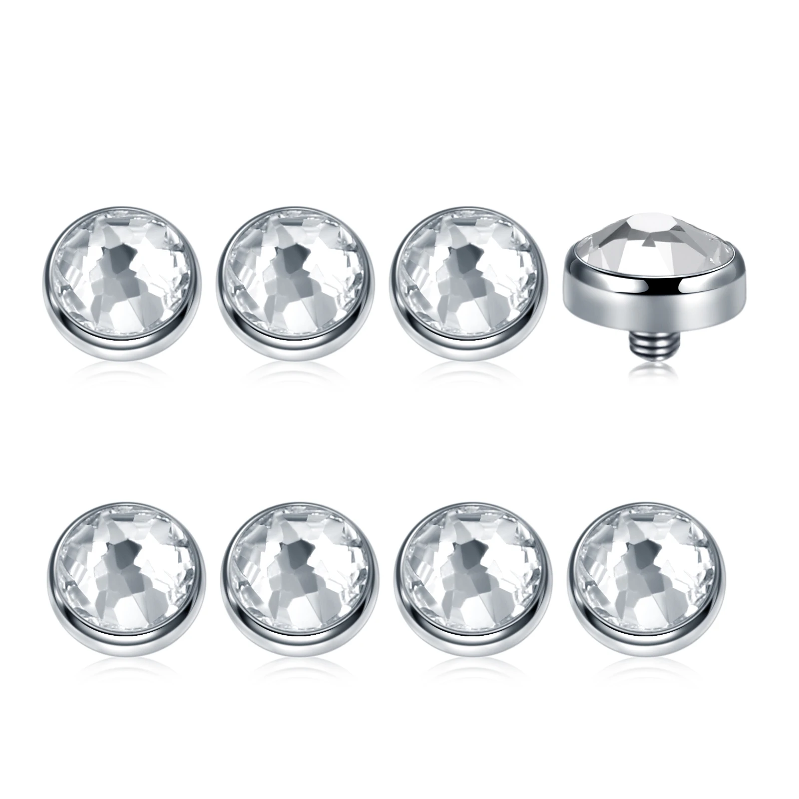 10pcs/lot Titanium CZ Crystal Micro Dermal Piercings Micro Dermal Anchor Top Skin Diver Hide In Surface Piercings Body Jewelry