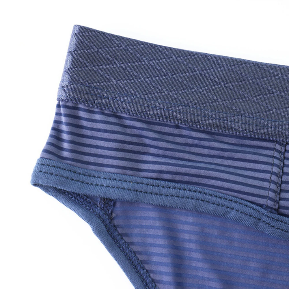 Solid Color Mens Striped Breathable Underwear Hollow Out Underpants Sheer Mesh Low Waist Briefs Shorts Jockstrap