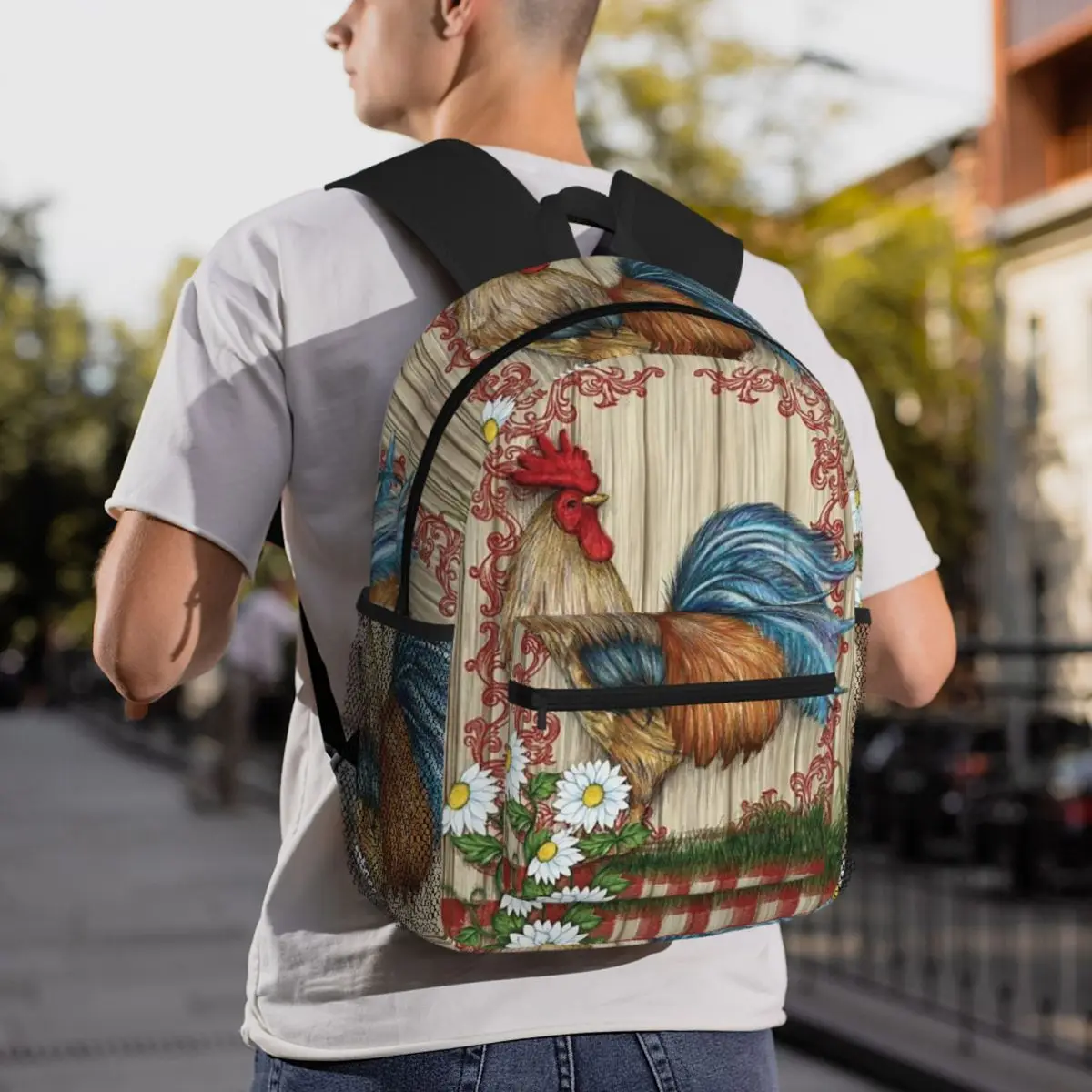 Rural Farmhouse Hen Rooster Farm Chicken 3 Backpack Student BookBag Children School Bag Computer Shoulder Bags for Men Women