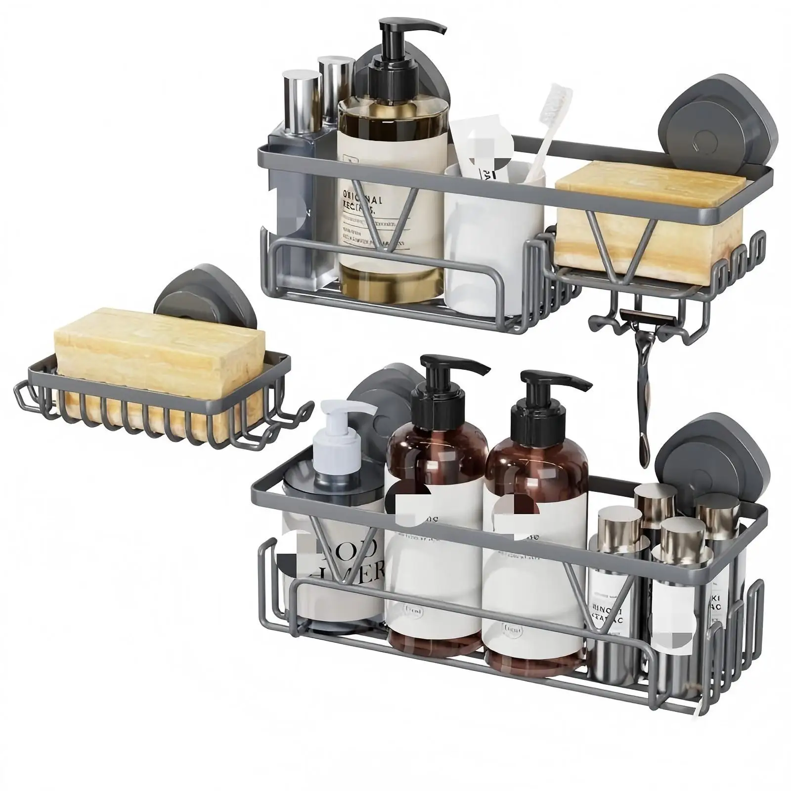 Durable Shower Shelf With Practical And Strong Suction System For Secure Attachment In Bathrooms