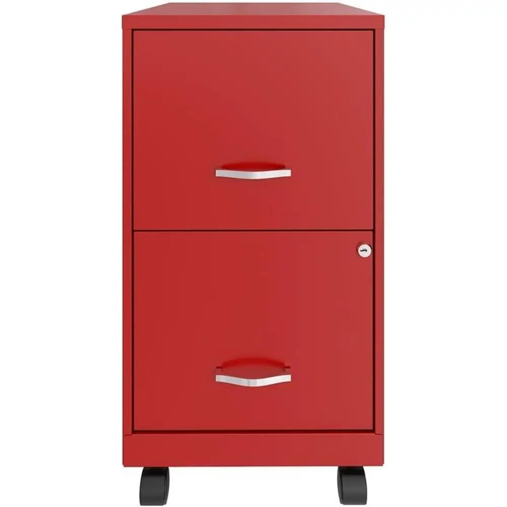 

Letter Size Red Metal Mobile File Cabinet with Lock, Fully Assembled