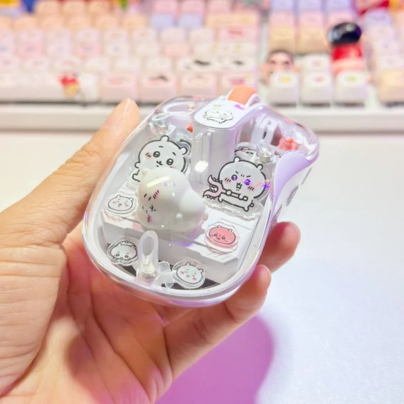 Anime Cartoon Kawaii Chiikawa Hachiware Usagi Transparent Wireless Mouse Mute Second Model Office Game Portable Good Looks Glow