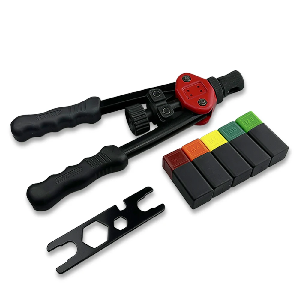 Riveter Gun Tool BT-606 Hand Threaded Rivet Nut Gun 57pcs Flat Head Thread Rivet Nuts M3 M4 M5 M6 M8 Double Handle Rivet Tools