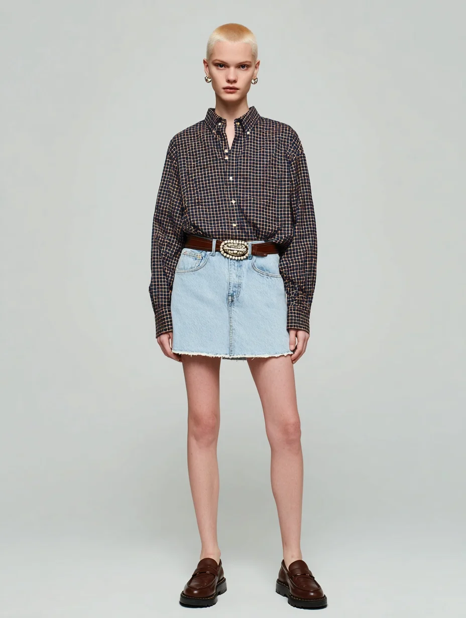 

Mia Muse Women's Shirts Autumn Winter 2025 Buttoned Detailed Checked Long Sleeve Turn-down Collar Casual Shirts