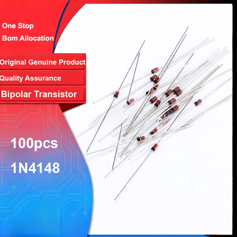 100 Pcs/Lot 1N4148 Silicon Switching Diode DO-35 Glass Axial Through-Hole Package Semiconductor Diode for Arduino