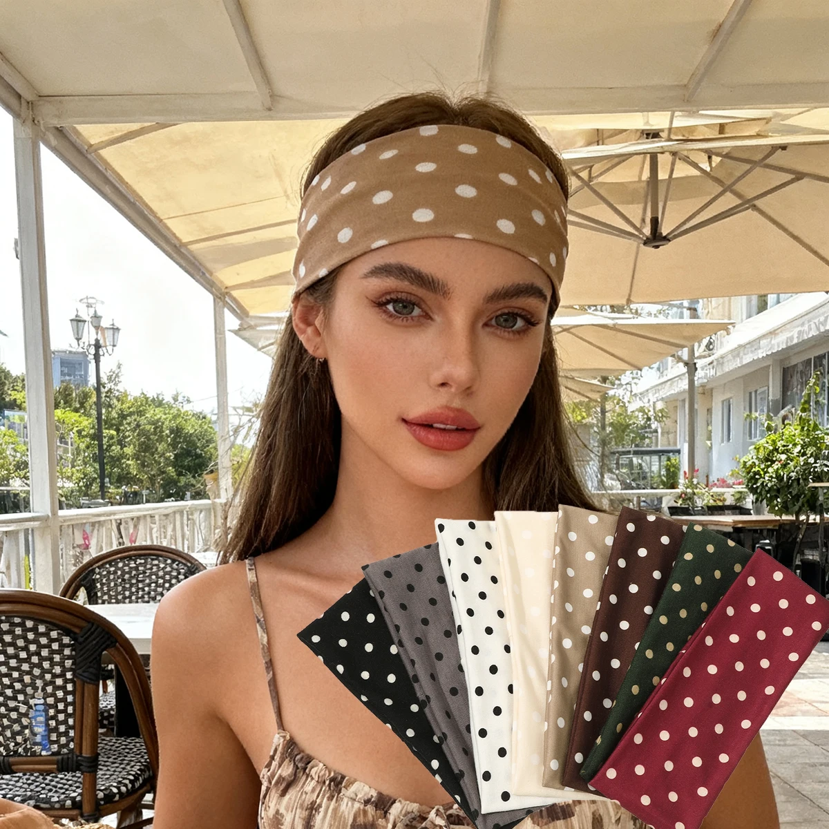 

Bohemian Wide Stretch Headbands Polka Dot Headwrap Turban Women's Wide Yoga Elastic Hairbands Bandana Hair Accessories