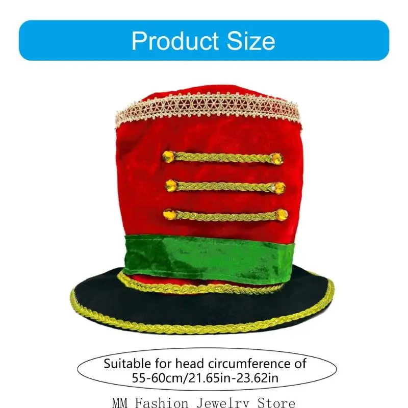 D0UB Material gorra banda Majorette tamaño adulto navideño con detalles en plástico para eventos temáticos navideños