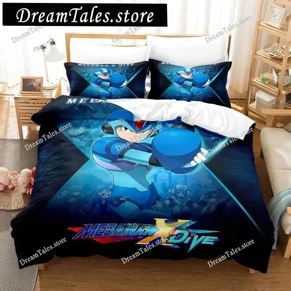 

Mega Man X Dive Bedding Set,Rock Man Duvet Cover 3D Print Quilt Cover Pillowcase Single Double Size Boys Girls Birthday Gift741