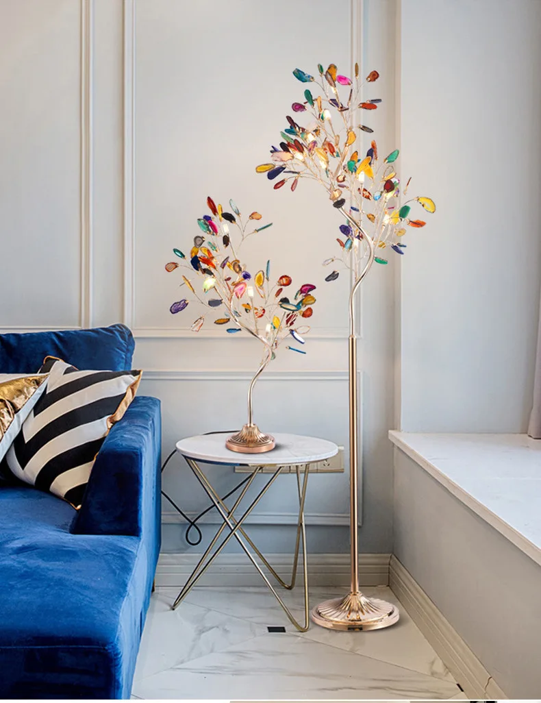 Floor Lamp Living Room Creative Agate Branch-shaped Bedroom Station Vertical Table Lamp Villa Hotel Sofa Lamp