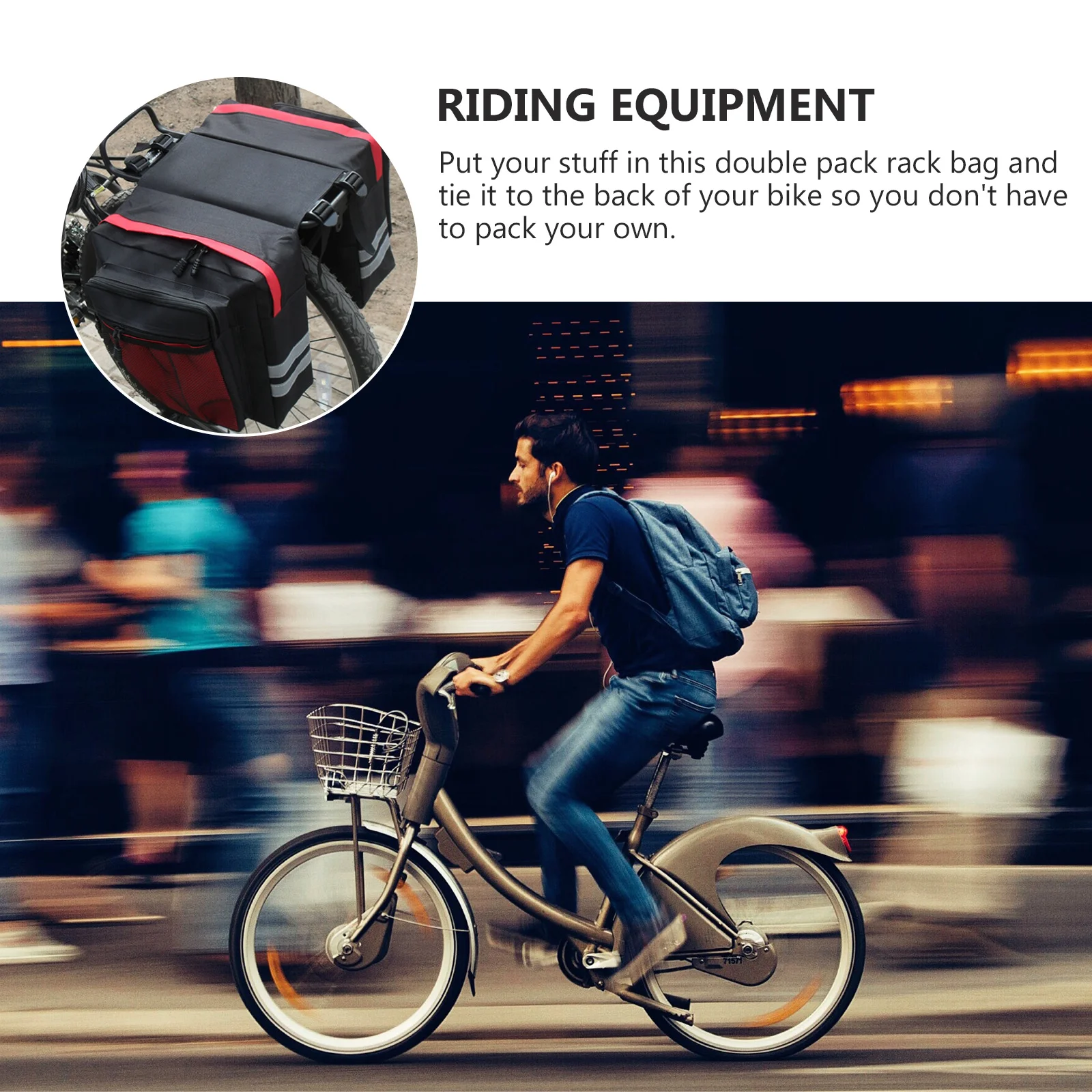 

Large Capacity Waterproof Bike Saddle With Reflective Tape For Road Mountain Bicycle Storage Double Bag Frame Bag For