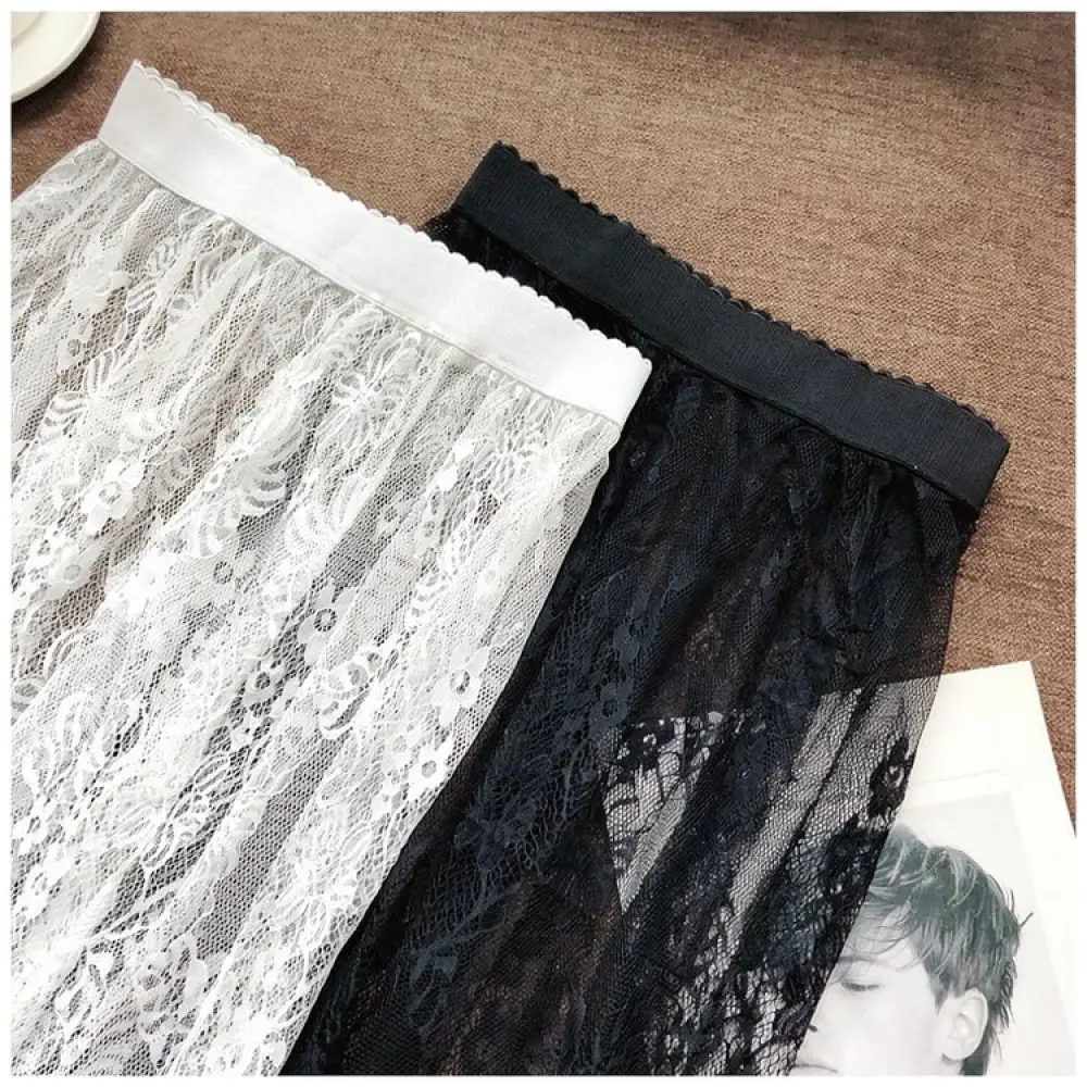 Women Lace Mesh Underskirt For Cheongsam Long Pleated Slip Skirt Elegant White Inner Petticoat Breathable A Line Dress Lining