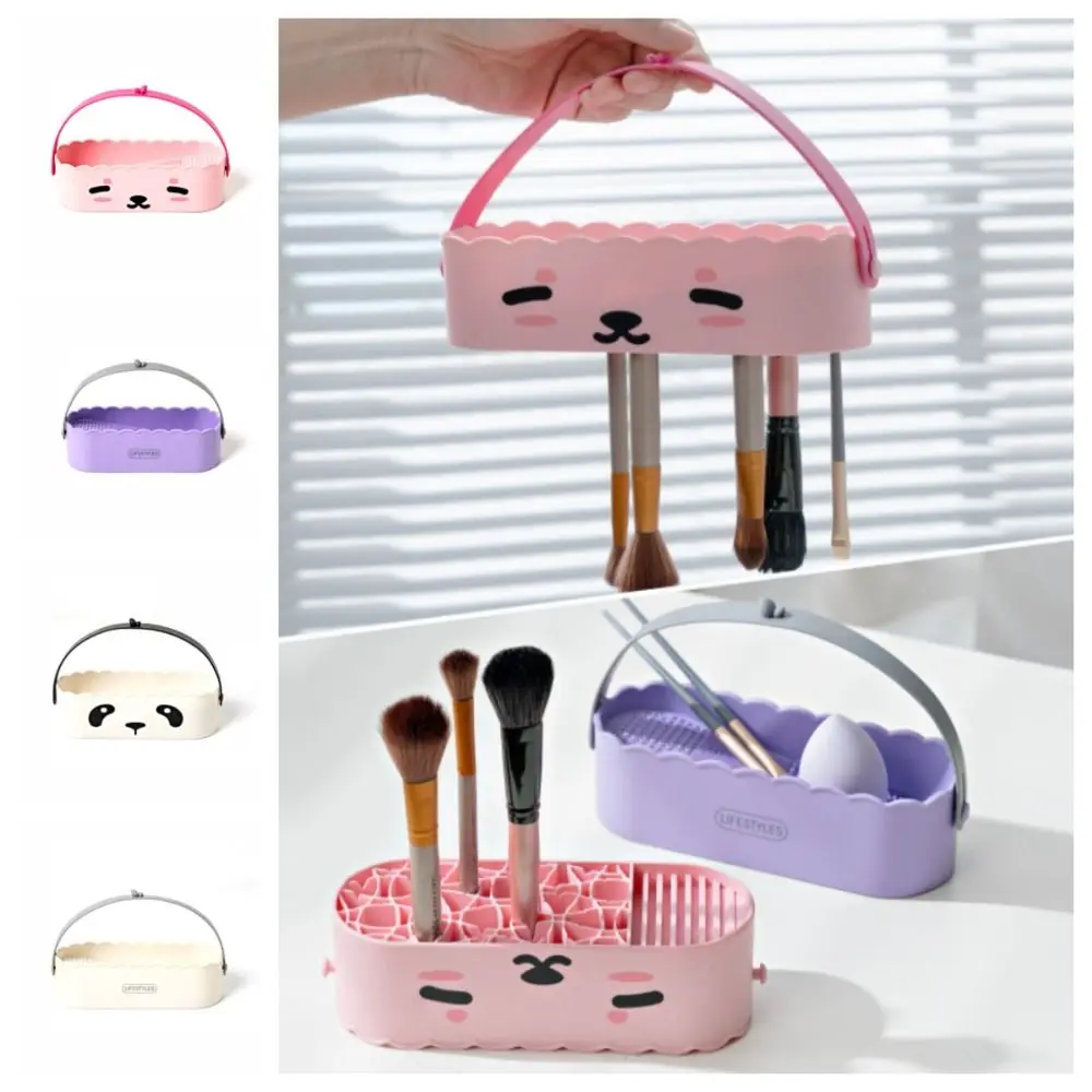 Rubber Makeup Brush Cleaner Sponge Storage Box Cosmetic Brush Drying Tool Portable Panda Makeup Brushes Rack Makeup Tool