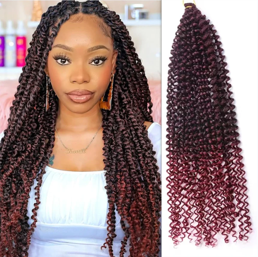 

24Inch Synthetic Passion Twist Wig Crochet Braids Hair for Butterfly Locs Water Wave Braiding Wig Extensions for Women Black