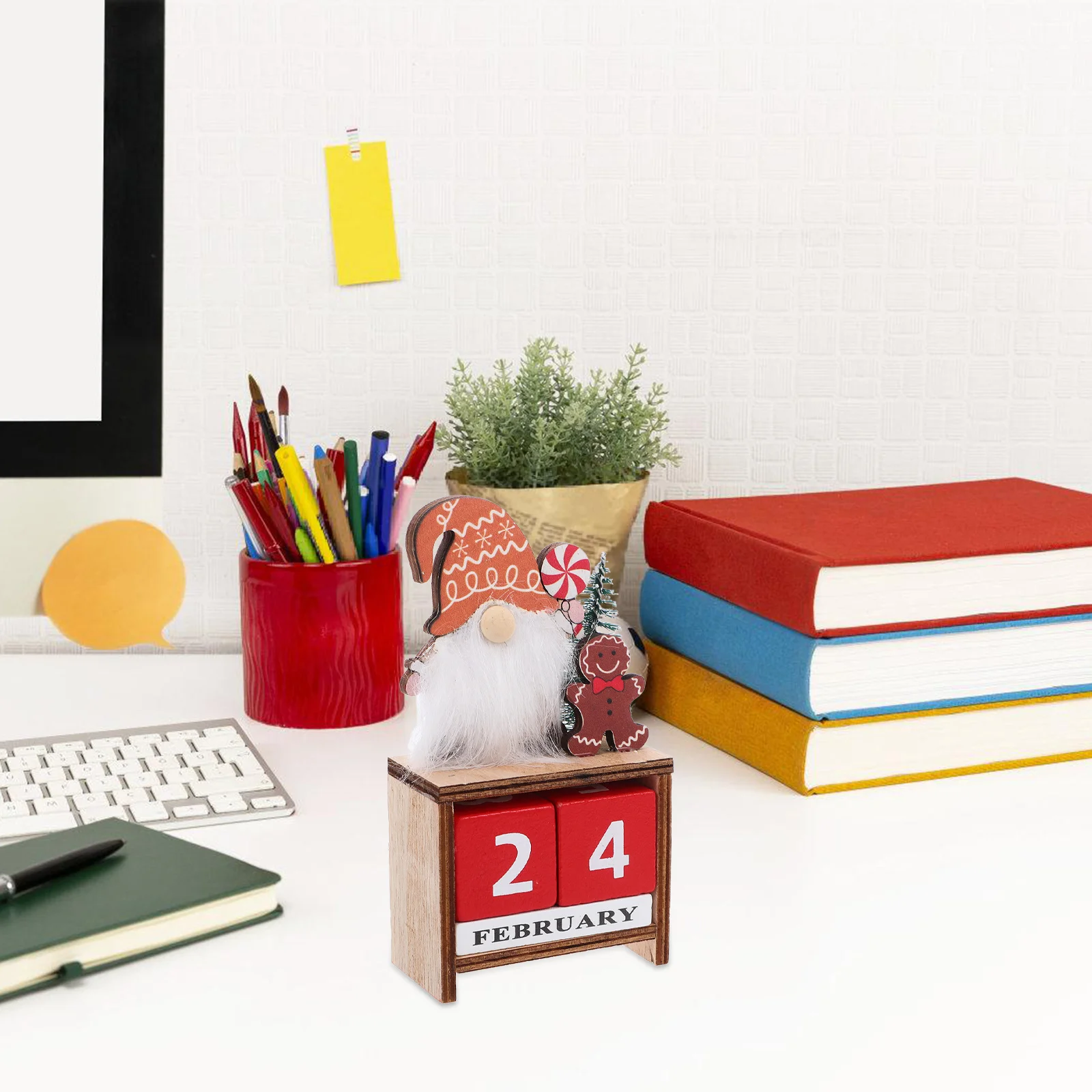 

1pcs Christmas Santa Decoration Wooden Desktop Calendar Xmas Supplies Blocks Home Decor Countdown Tabletop Ornament Holiday