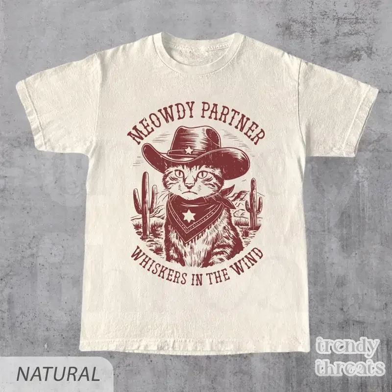 Meowdy Partner Cowboy CaT T Shirt Vintage and Tank Funny Western Wild West