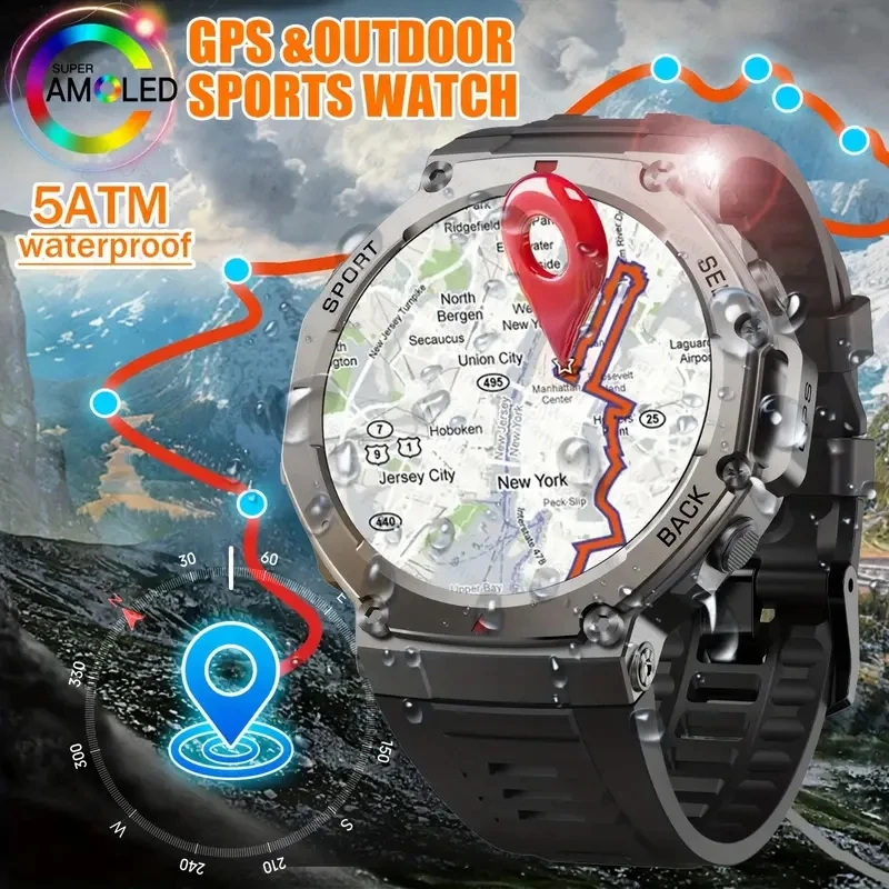 

Military grade GPS Smart Watch 5ATM Waterproof Built-in Dual-band GNSS Outdoors Compass Sport Smartwatch Men 2025 New for Xiaomi