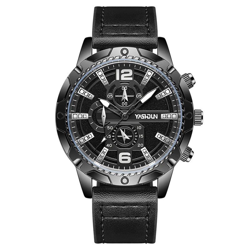 Montres Hommes New Selling Mens Watches Leather Strap Quartz Wristwatch Waterproof Mens Watches Sports Clock Male Relogios