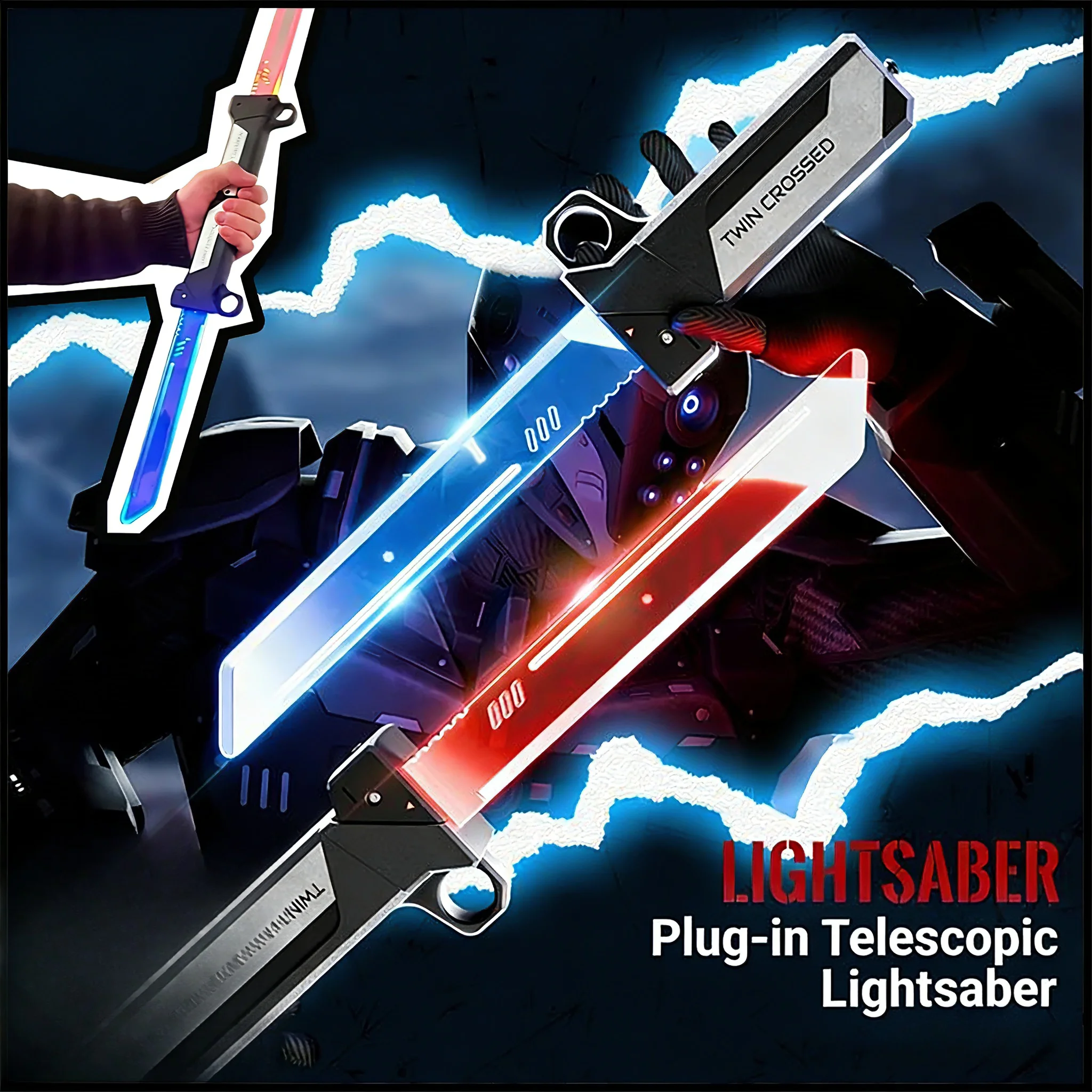 

Stretchable new double-bladed lightsaber toy, with LED light plug-in design, stress-relieving finger sword toy，Gift ornaments.