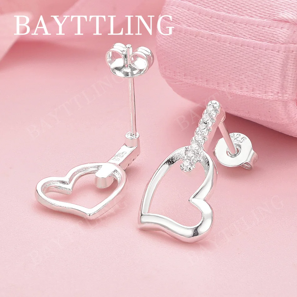 

Charming 925 Sterling Silver Exquisite Heart Shape Zircon Earrings for Women Wedding Jewelry Fashion Party Accessories