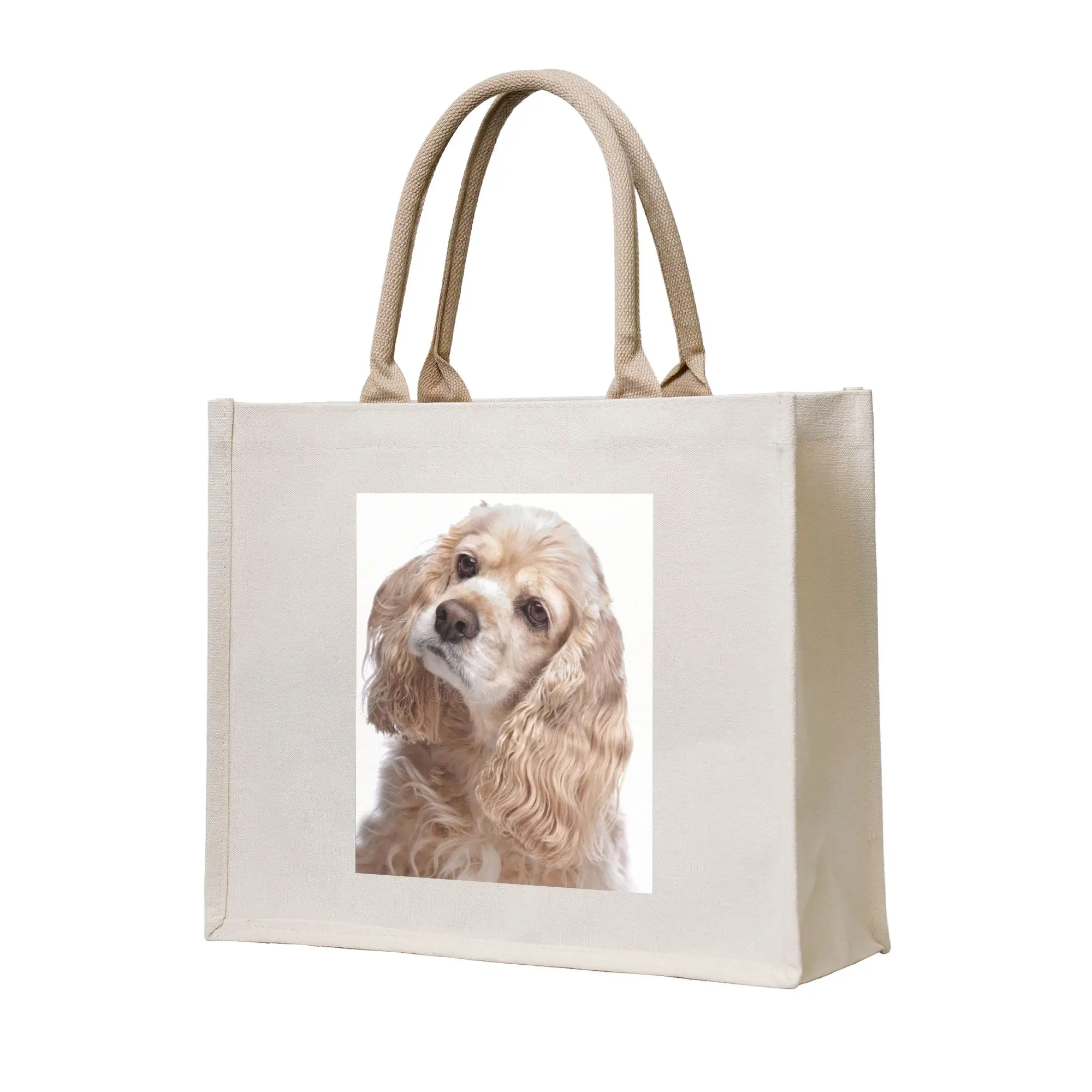 

Сумка-тоут из холщовой ткани с изображением американского кокер-спаниеля, многоразовая, для женщин, на плечо, дорожная сумка