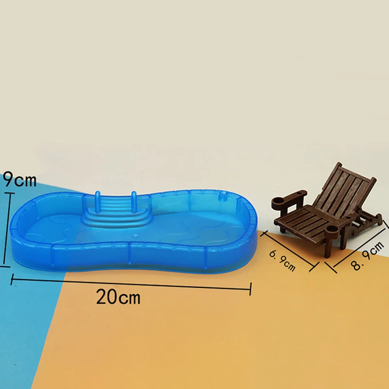 طقم حمام سباحة صغير وكرسي شاطئ ، إكسسوارات تزيين دمية ، لعبة نموذج دمية صغيرة ، مجموعة واحدة ،