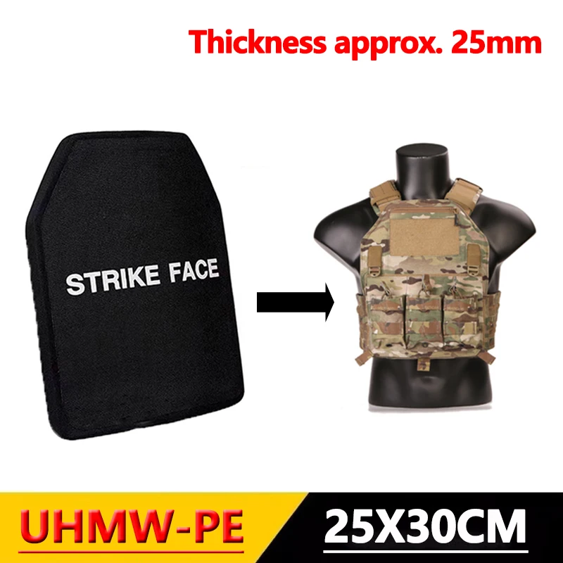 NIJ III Lichte tactische 25x30cm kogelvrije plaat UHMWPE lichaamspantserbescherming