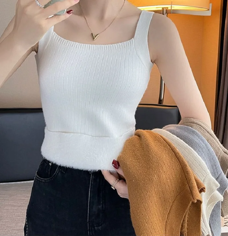 Women Warm Camisole Fleece Fleece Tank Top Thermal Tank Thermal Sleeveless Tops For Winter Indoor Home