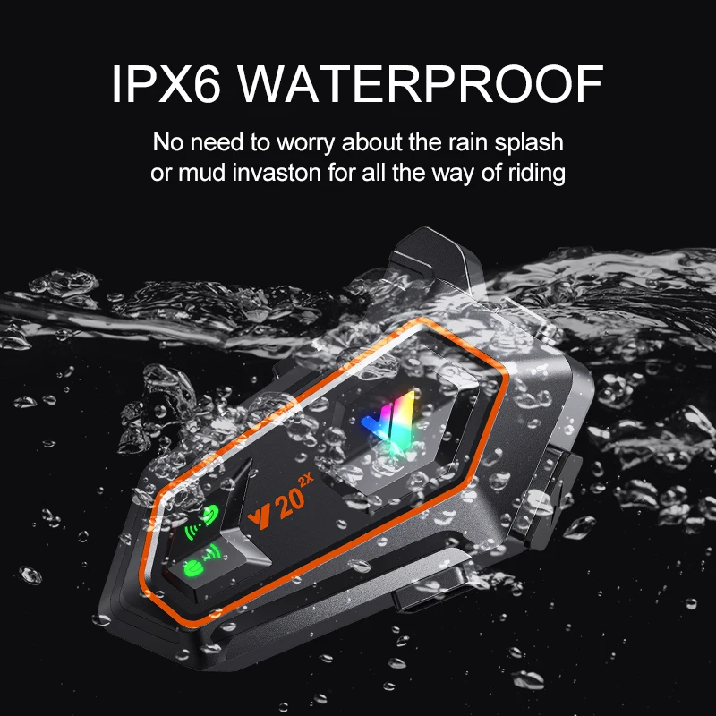 Motorcycle BT Intercom Helmet Headset 2 Riders 1000m Noise Cancellation Y20 2X