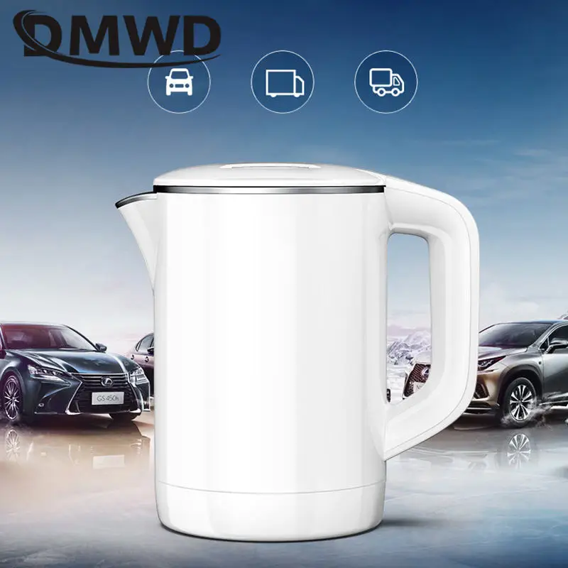 12V/24V Vehicle 1.2L Electric Kettle For Car Truck Stainless steel Seamless Liner Thermal Insulation Dechlorination Water Boiler