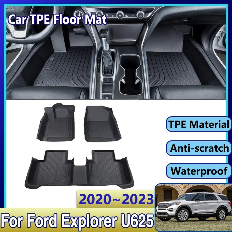 For Ford Explorer U625 ST 2020~2023 7 Seats Car TPE Floor Mats Dirt-resistant Mud Carpet Foot Pads Full Set Tappeto Accessories