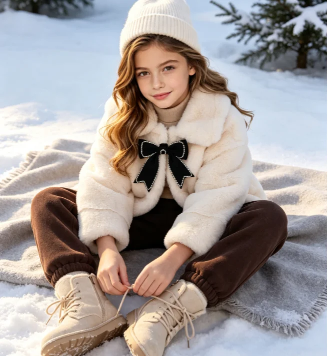 Girls' Coat 2026 Autumn and Winter New Children's Clothes Girls' Baby Fashion Solid Color Warm Imitation Fur Coat