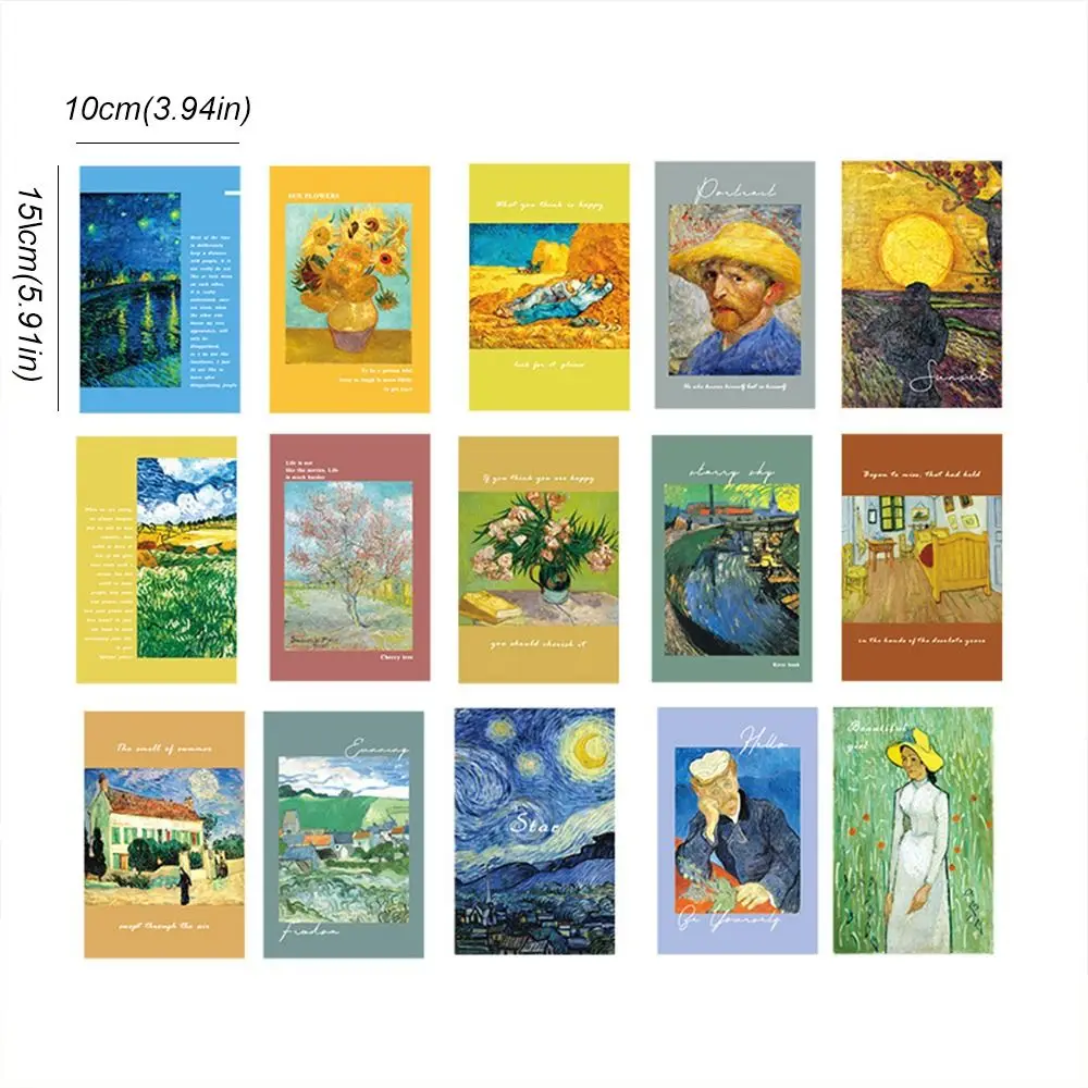15ชิ้นการ์ดตกแต่งโปสการ์ดศิลปะทิวทัศน์สติกเกอร์ติดผนังแบบทำมือของตกแต่งพื้นหลังอุปกรณ์ประกอบฉากการถ่ายภาพเครื่องเขียน