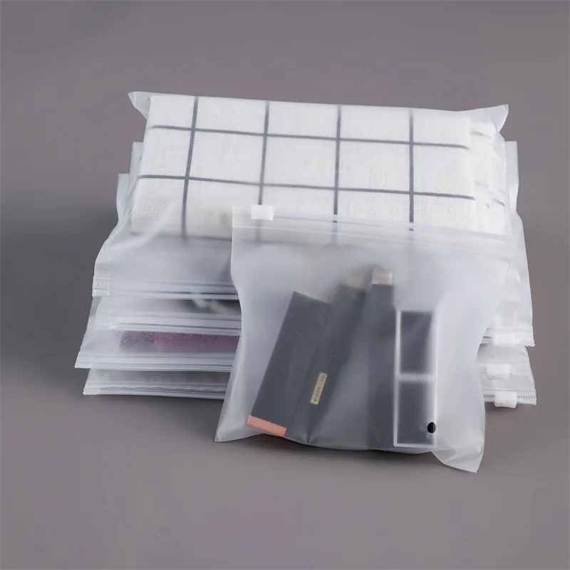 StoBag 50pcs Wholesale Frosted Matte Clothes Packaging Zipper Bags Plastic Shipping Sealed T-shirt Underwear Storage Pouches