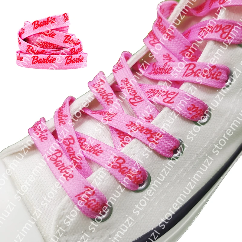 

New 120Cm/150Cm 1Pair Barbie Flat Shoelaces Kawaii Cartoon No Elasticity Sneakers Laces Casual Thicken Fashion Shoes Accessories