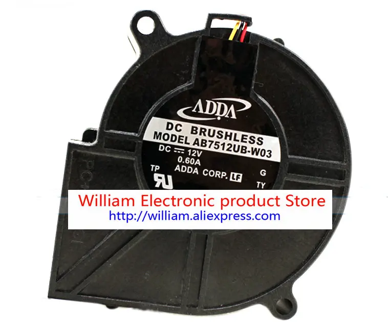 The Cooling Fan for Projector AB7512UB-W03 75*30MM DC12V 0.6A