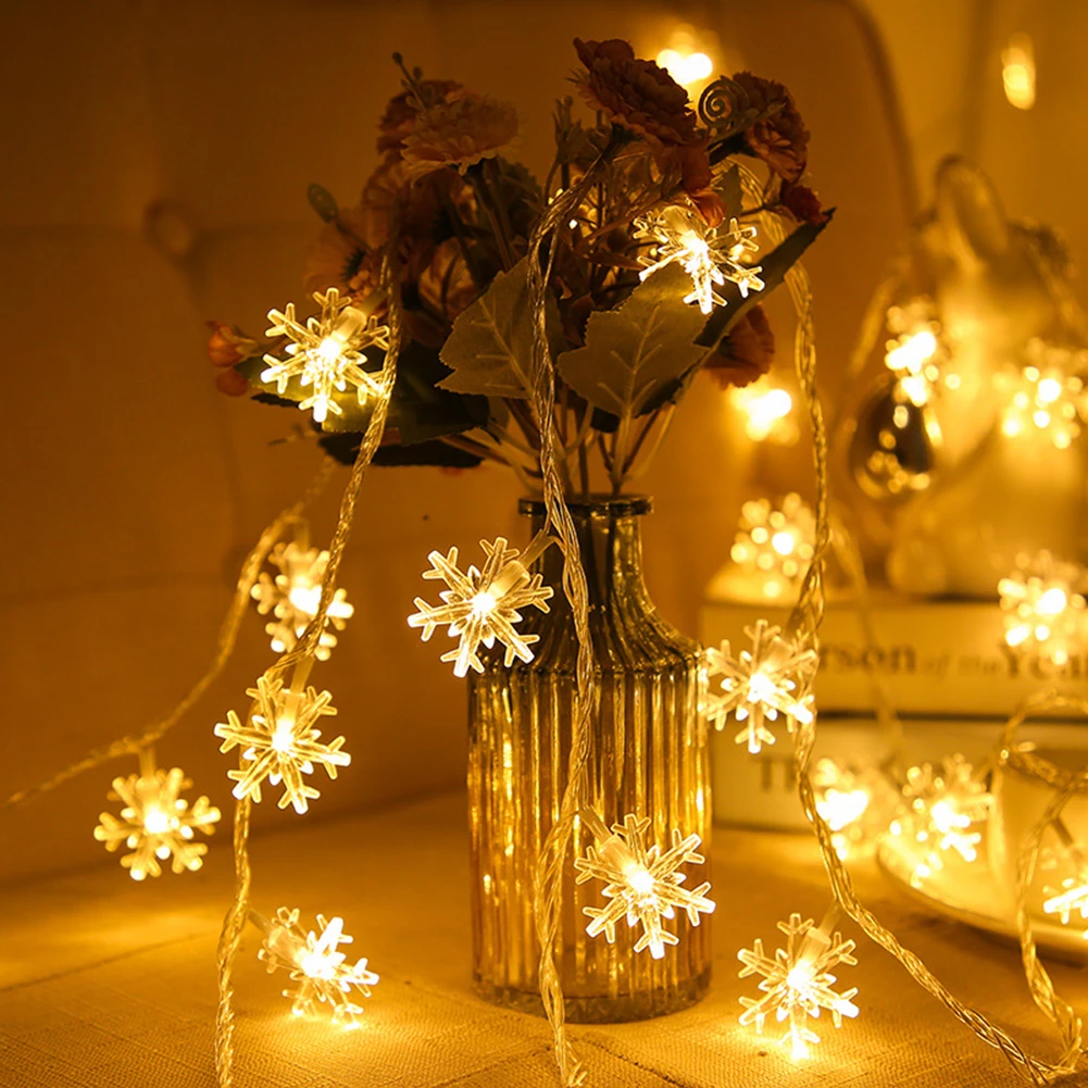 Snowflake Star LED Fairy String Christmas Lights, guirlanda, bateria, usb, ao ar livre, árvore, feriado, decoração de ano novo, 2 m, 5m, 2024